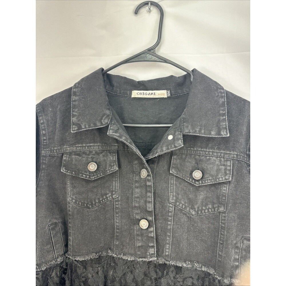 Origami Jacket Duster Lace Hi Low Mixed Media Boho Grunge Festival Style Sz S/M - Picture 6 of 11